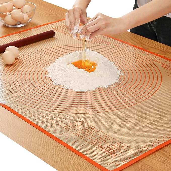Silicone Pastry Mat 34x26 Inch Nonstick Baking Mat -Perfect for Doug, Pastry, Dough Rolling, Kneading Board, Pie Crust, Fondant, Pasta/Pizza, Kitchen Counter Mat