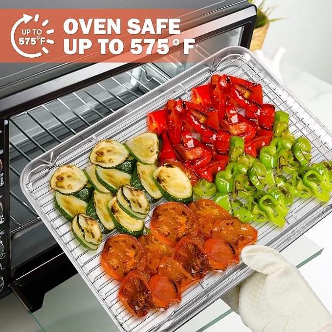 Homikit Cooling Racks for Cooking and Baking, 16.6”*11.5” Large Stainless Steel Wire Rack for Oven Cooking Roasting Grilling Drying, Cookie Bacon Pizza Mesh Cooling Racks, Dishwasher Safe, 2 PCS