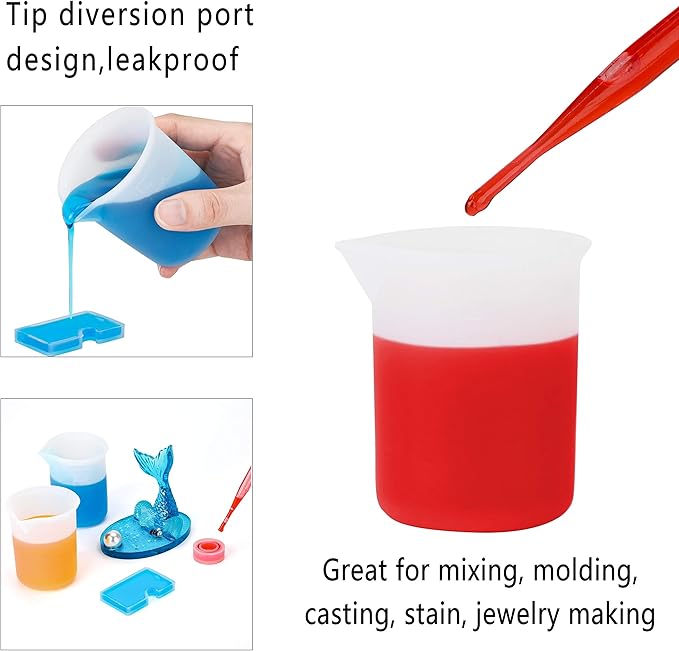 Gartful 100ml Silicone Measuring Cups for Resin Mixing, 6PCS Mixing Cups for Epoxy Resin, Jewelry Casting Molds, Acrylic Paint, Reusable Non-stick Pouring Tools