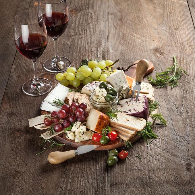 Twine Gourmet Cheese Knives - Stainless Steel Knife Set - Charcuterie Tools Cheese Board Accessories - Stainless Steel and Wood, Set of 4