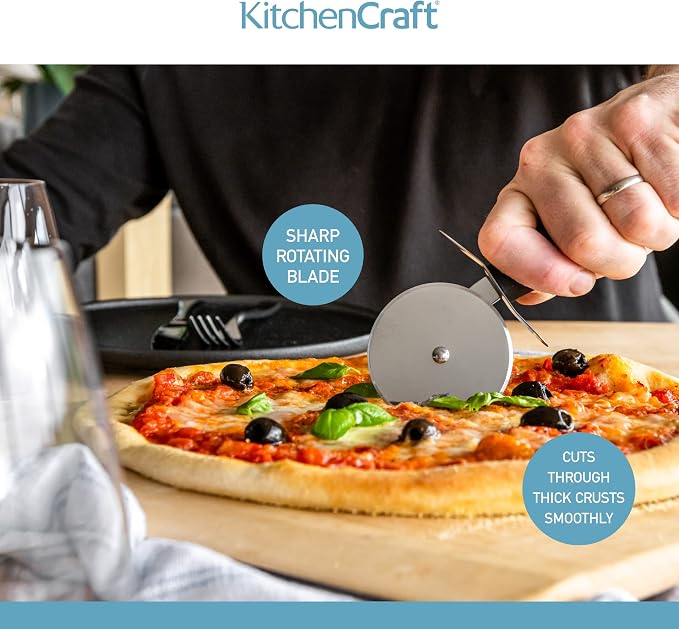 KitchenCraft KCPIZZA Pizza Cutter Wheel with Nylon Handle, Stainless Steel, 20 cm