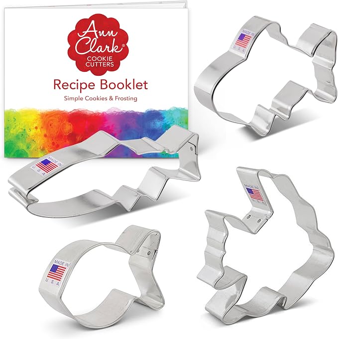 Ann Clark Fish Cookie Cutters 4-Pc. Set (Angel Fish, Cute, Gold, & Trout) Made in USA