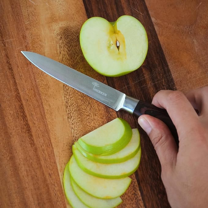 MERKEN 3 Piece Kitchen Knife Set with Gift Box, 8 inch Chef Knife, 5 inch Utility Knife and 3.5 inch Paring Knife