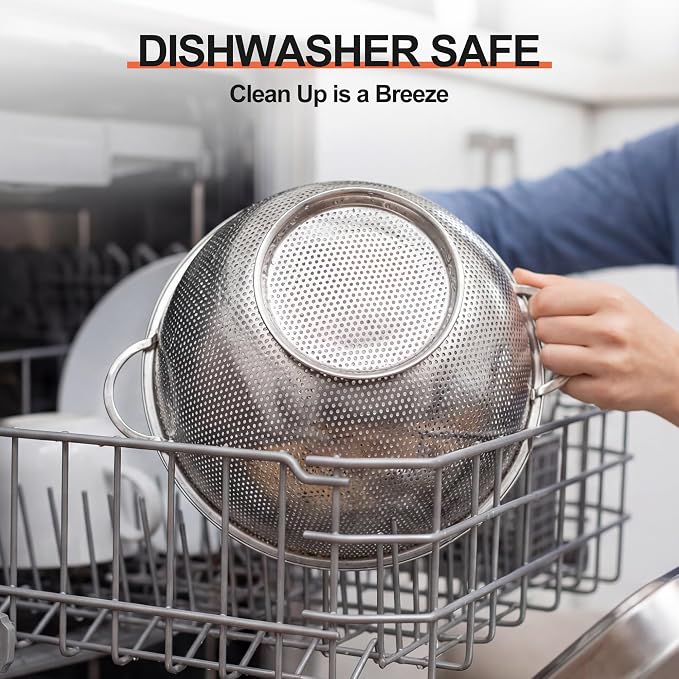 Kaishun Colander Stainless Steel 5-Quart, Strainer for Kitchen Food