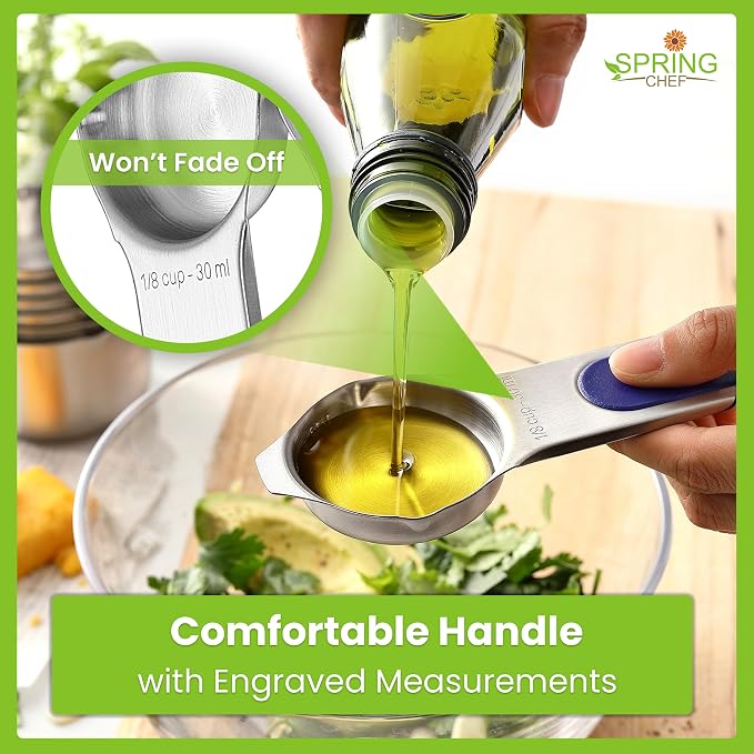 Spring Chef Magnetic Measuring Cups & Spoons Set of 16, Mountain Sunrise | Patented Nesting Stainless Steel Measuring Cups & Heavy Duty Metal Measuring Spoons w/ Levelers for Dry & Liquid Ingredients
