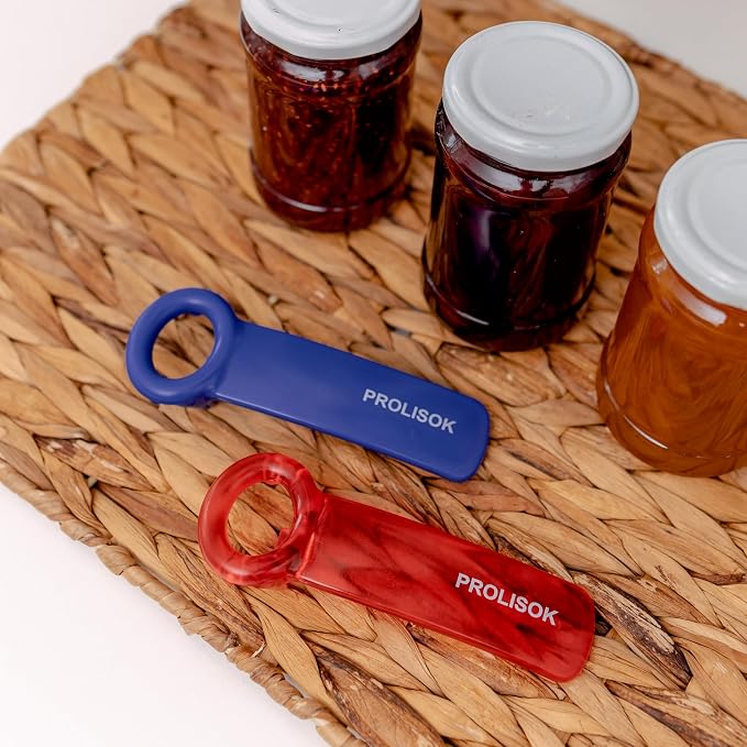 Jar Opener for Seniors with Arthritis, Plastic Jar Lid Opener for Weak Hands, Jar Opener Tool 5.5 inch – Blue & Red