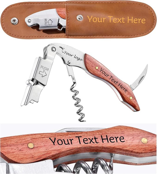 Fanery Sue Personalized Wine Opener - Custom Engraved Professional Corkscrews for Wine Bottles w/Foil Cutter and Cap Remover - Manual Wine Key