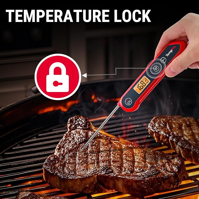 TempPro 1 Second Instant Read Digital Meat Thermometer, ±0.9°F Accuracy, Waterproof & Backlight Food Thermometer for Cooking, Oil Fry Candy Meat Probe for Kitchen, BBQ, Oven, Grill, Smoker