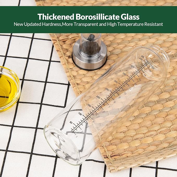 hotder Oil Bottles, Olive Oil Dispenser, Oil Dispenser Bottles, Oil Dispenser, Oil Dispenser Bottle for Kitchen, Glass Oil Bottle 500ml, Easy Refill & Cleaning Non-Drip Spout (500ML 2pcs)