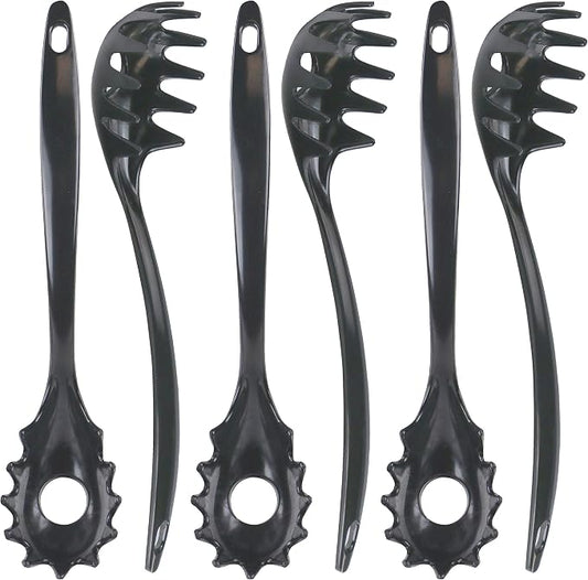 Spaghetti Spoon, Pasta Server, Fork with Ergonomic Handle, Heat Resistant, BPA Free,11.5 inch Melamine Utensil by Reston Lloyd, 6 piece set, Charcoal