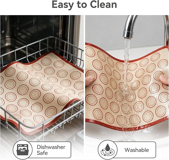 USLAI Silicone Macaron Baking Mats,18 x 13 Inch, 2 Pack | Nonstick Commercial Half Sheet Liners with 42 Circle Guides, Reusable for Cookies and Pastry