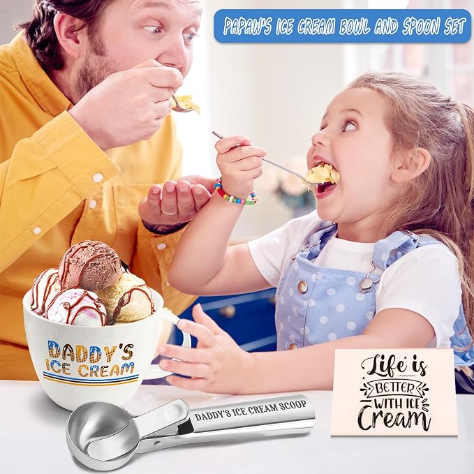 Papaw Gifts, Paw Paw's Gift Ice Cream Bowl Scoop Shovel Spoon Set, Papaw Ice Cream Gift from Grandkids Grandchildren, Ideal Xmas Birthday Father's Day Grandpa Present