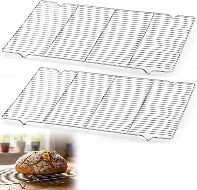 Lounsweer 2 Pack Cooling Racks, 24L x 16W x 1H Stainless Steel Wire Rack for Baking Sheet, Large Cookie Cooling Rack, Oven Safe Cooking Racks for Sheet Pan, Dishwasher Safe, Full Size