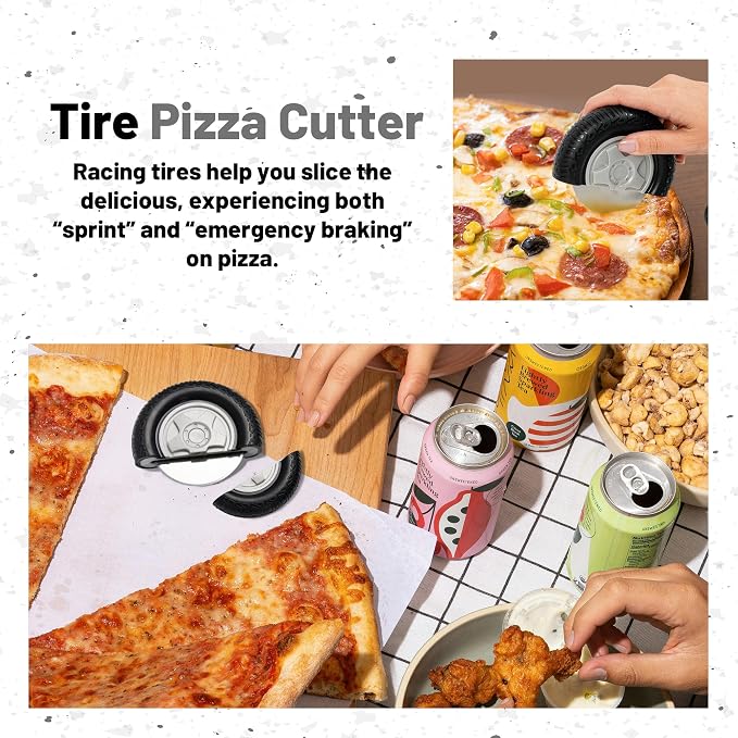YOBRO Tire Pizza Cutter Wheel By YOBRO- Pizza Cutter, Pizza Slicer Stainless Steel, Funny Kitchen Accessories,gift for Car Lovers,White Elephant Gifts,Stocking Stuffers for Family