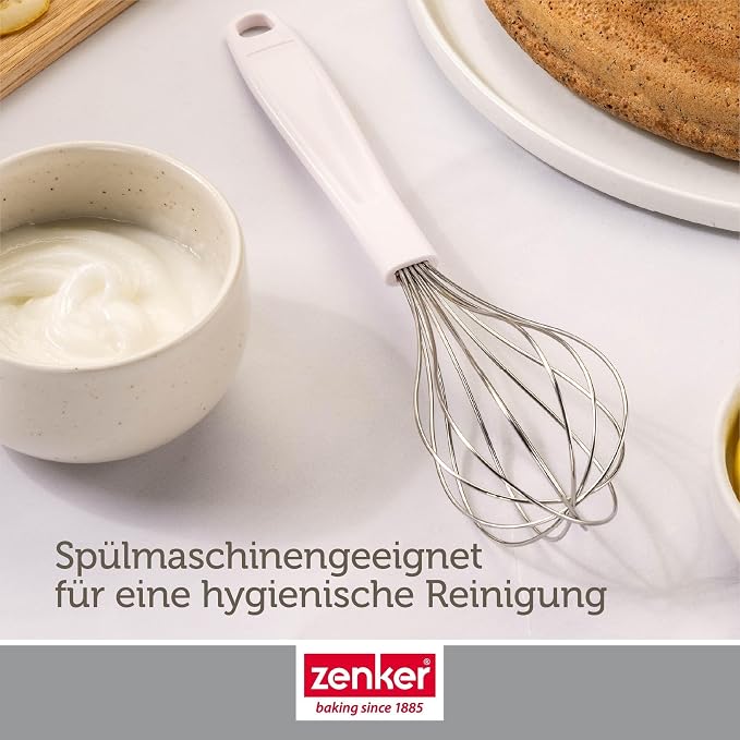 Zenker Pure Elegance Whisk - Made of Stainless Steel, for Mixing and Whipping Dough, Eggs or Cream, Dishwasher Safe, Designed in Germany
