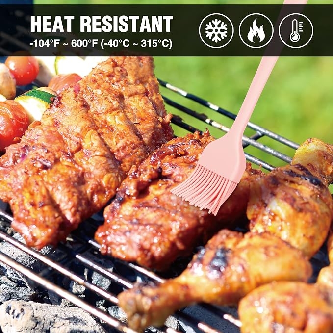 HAUSHOF Silicone Basting Pastry Brush, One-Piece Pastry Brush Set | Dishwasher Safe, Heat Resistant, Perfect for Baking, Grilling, Spreading Oil, Butter, BBQ Sauce or Marinade