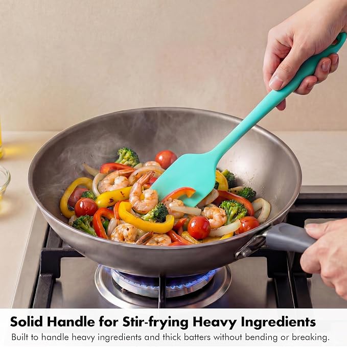 2 Pieces Silicone Spatula Set: Ironberry 600ºF Heat Resistant Food Grade Cooking & Baking Utensils, Kitchen Flexible Nonstick Rubber Scraper for Scraping, Mixing, Scrambling, Flipping (Multicolor 2)