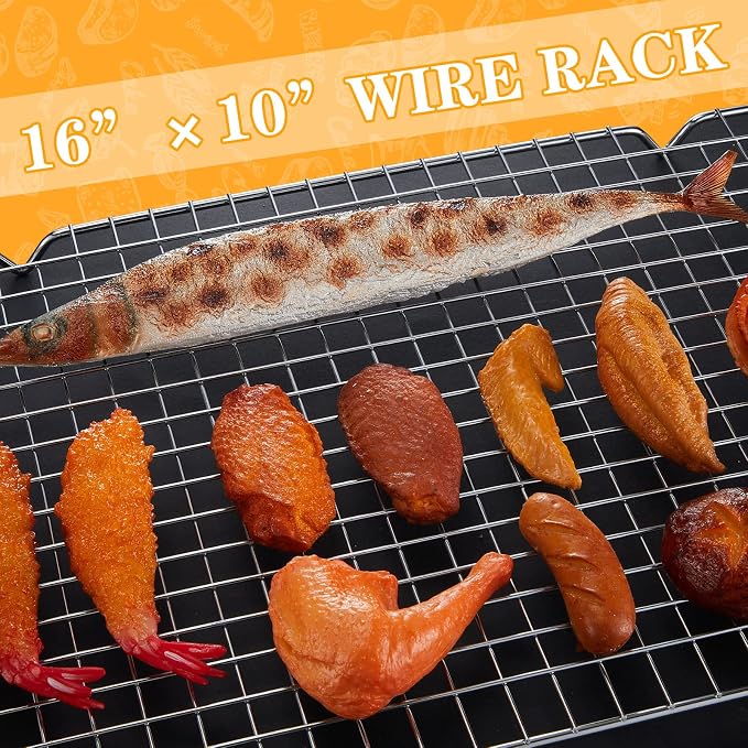 meekoo 8 Pieces Cooling Rack for Baking Cookie Cooling Wire Racks 16 x 10 Inches Cookie Rack Nonstick Baking and Cooling Grid for Cooking, Roasting, Grilling, Drying, Oven and Dishwasher Safe