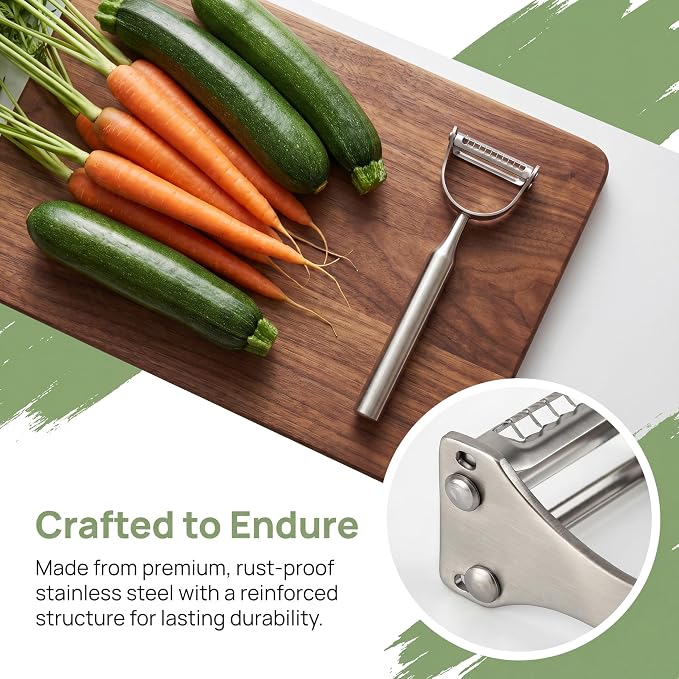 Stainless Steel Vegetable Peeler, Multifunctional 2-in-1 Double Sided Julienne Peeler, Straight Blade for Peeling, errated Blade for Shredding, Fruit and Vegetable Tool for Home Kitchen