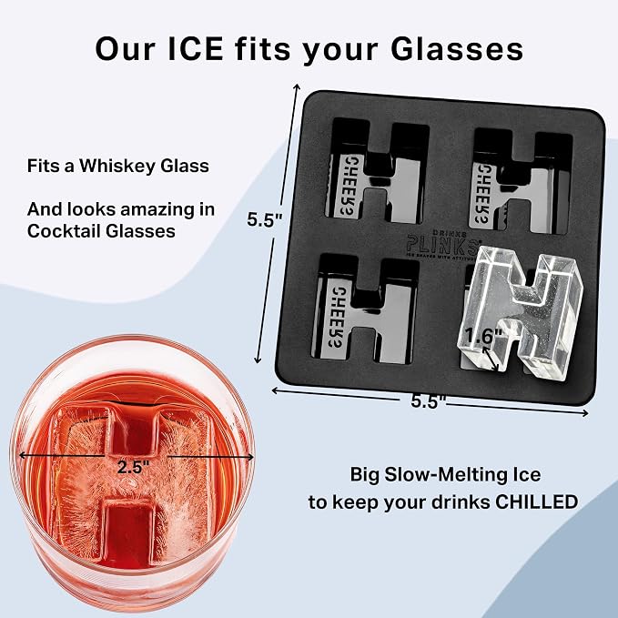 DRINKSPLINKS Custom Letter H Ice Cube Molds. Monogram Ice Cube Mold with Initials. Large Monogrammed Silicone Trays for Bourbon, Whiskey and Cocktails. Fun, Customized Gifts for Men and Women.