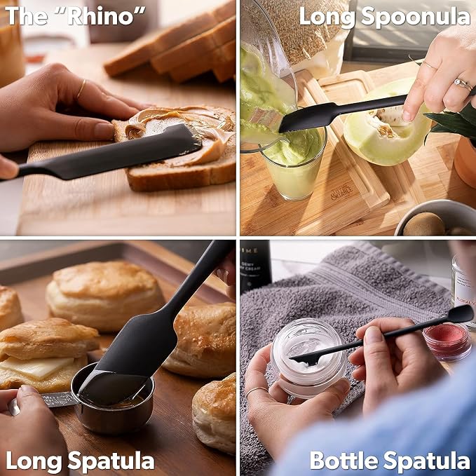 DI ORO Silicone Jar Spatulas for Scraping - Rubber Spatulas Silicone Heat Resistant - Kitchen Spatulas Nonstick Cookware Safe - Silicone Utensil Set for Blenders, Mixing, & Baking, (5pc, Lavender)