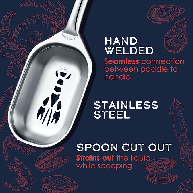 CONCORD Stainless Steel One Piece Crawfish Jambalaya Pot Spoon Stirrer. Great for Seafood, Lobster, Crab, Cajun, and Low Country Boils. (42")