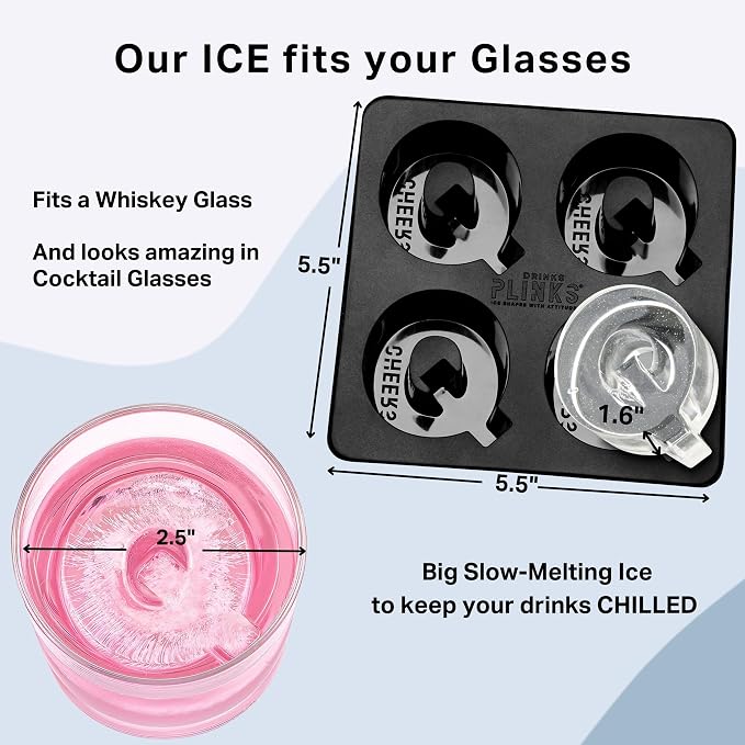 DRINKSPLINKS Custom Letter Q Ice Cube Molds. Monogram Ice Cube Mold with Initials. Large Monogrammed Silicone Trays for Bourbon, Whiskey and Cocktails. Fun, Customized Gifts for Men and Women.