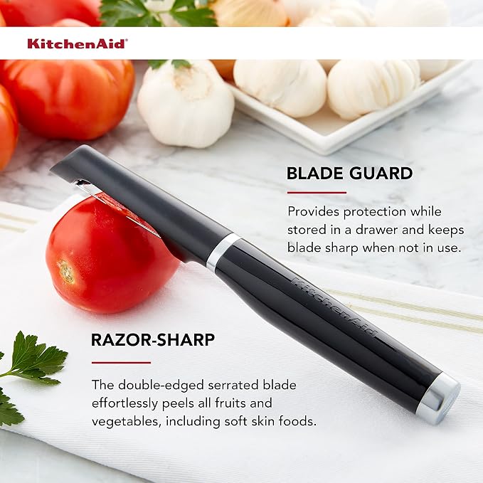 KitchenAid Gourmet 4-Sided Stainless Steel Box Grater (10 inches tall, Black) and KitchenAid Classic Euro Peeler (Black)