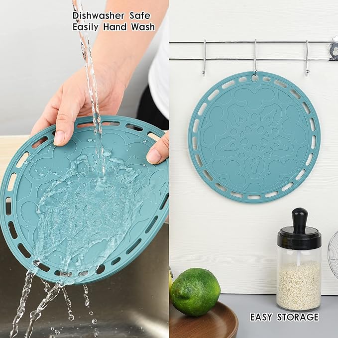 White Silicone Trivet Mat Big Round Silicone Pot Holder Hot Pads and Trivets for Hot Dishes and Hot Pots, Hot Mats for Countertops, Tables, Spoon Rest Small Place Mats Set 3