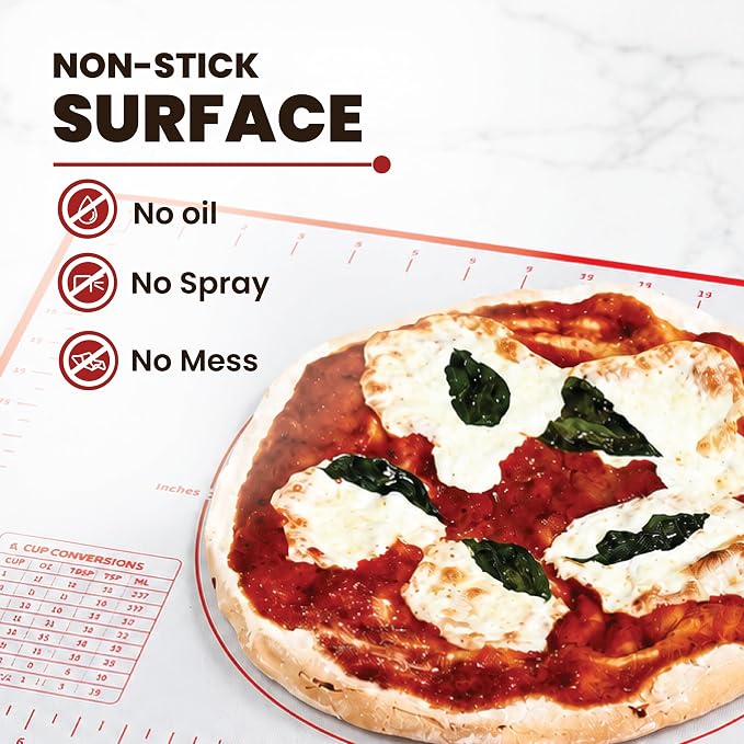 Silicone Baking Mats - Non-Stick Pastry Mat, Half Sheet Size, Pack of 4 | Non-Stick Pastry and Dough Mat with Measurement Guides, Silicone Mat and Baking Essentials, Half Sheet Pack of 4 (11"x16")
