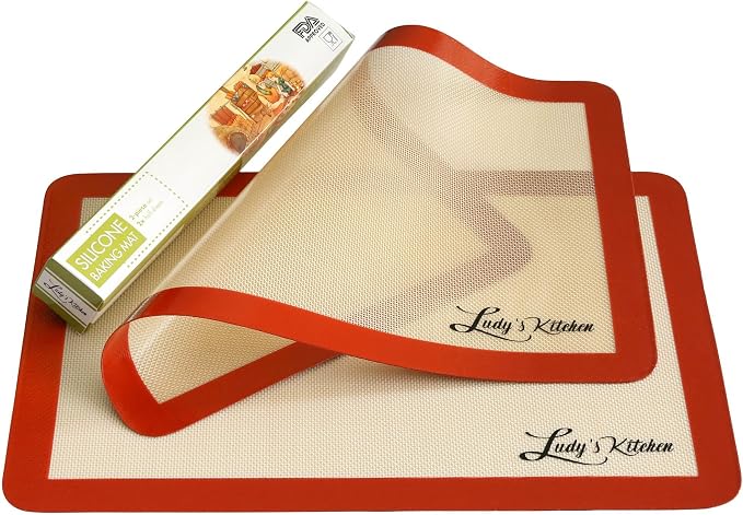 Baking Sheet Liners, 2-Pc Set by Ludy's Kitchen - Replaces Baking Papers - Commercial Grade Silicone Baking Mats - Non Stick, Durable, & Reusable Oven Pan Liners - Great Gift Ideas