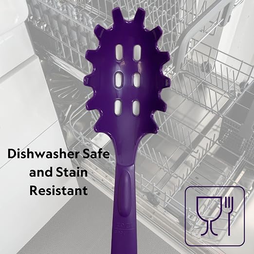 Rite-Size 12 oz. Spaghetti Pasta Spoon Server, Copolymer Plastic Heat Resistant Professional Cooking Tool, Purple