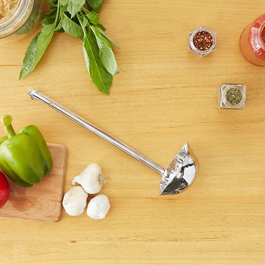 RSVP International Endurance Canning Collection Non-Reactive 18/8 Stainless Steel, Dishwasher Safe, Ladle, 13-1/2"