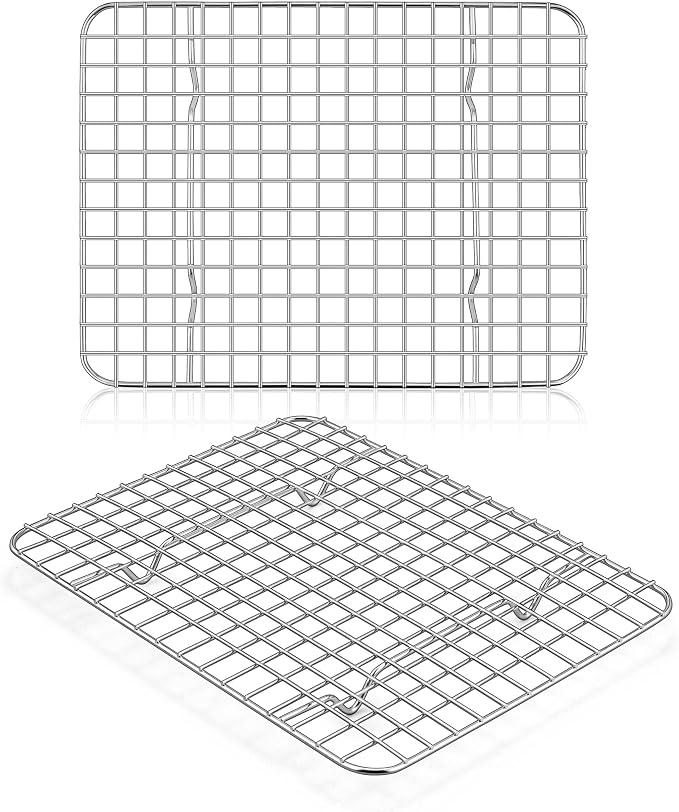 Homikit 9.75"x7.5" Stainless Steel Cooling Rack Set Fit 10x8 Inch Sheet Pan | 2 Pack Small Baking Wire Racks, Oven Bacon Rack for Cookie Bread Pizza, Metal Grilling Grids, Rust Free, Dishwasher Safe