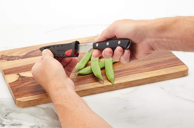 MasterClass Paring Knife with EdgeKeeper Knife Sharpener Sheath, Stainless Steel, 9 cm