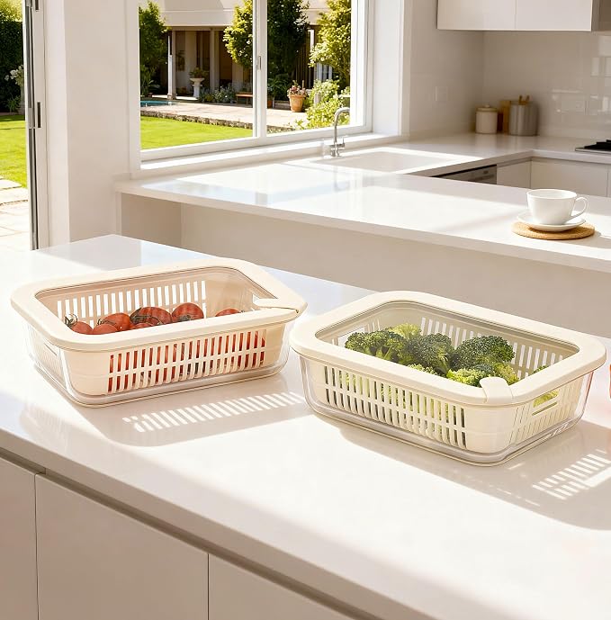 Glass Food Storage Containers with Glass Lids, Microwave Safe Food Container Set, Aitight Meal Prep Container Set, BPA Free Colander, LeakProof, 2 Pack