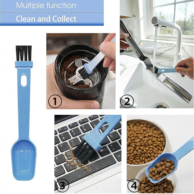Silicone Garlic Peeler Tube Roller with Brush, 2-in-1 Kitchen Gadget Set, Measuring Spoon with Cleaning Brush (5ml & 3ml) and Silicone Garlic Peeler, Easy-Clean Kitchen Utensils with Hanging Loops