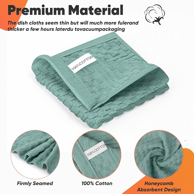 Oven Mitts Kitchen Towels and Dishcloths with Pot Holders Sets, Oven Gloves Hot Pads 500°F Heat Resistant with Silicone Grip, Include 2 Cooking Gloves/2 Potholders/4 Kitchen Towels/4 Dish Towels