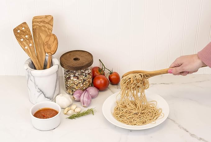 Eddington 50016 Italian Olive Wood Pasta Server, Handcrafted in Europe, Brown, 12-Inches
