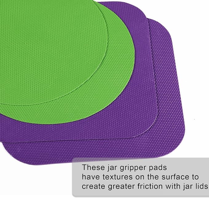 LUTER 4pcs Jar Opener Gripper Pad for Seniors with Weak Hands, Rubber | Multi-function Silicone Bottle Opener Lid Cap Rubber Gripper Pads Kitchen Coasters Gadgets, Green, Purple