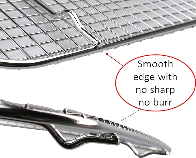 1/4 Sheet Pan Cooling Rack and Wire Grate Safe Rust-Resistant Heavy Duty (8.5"X12"X0.7")