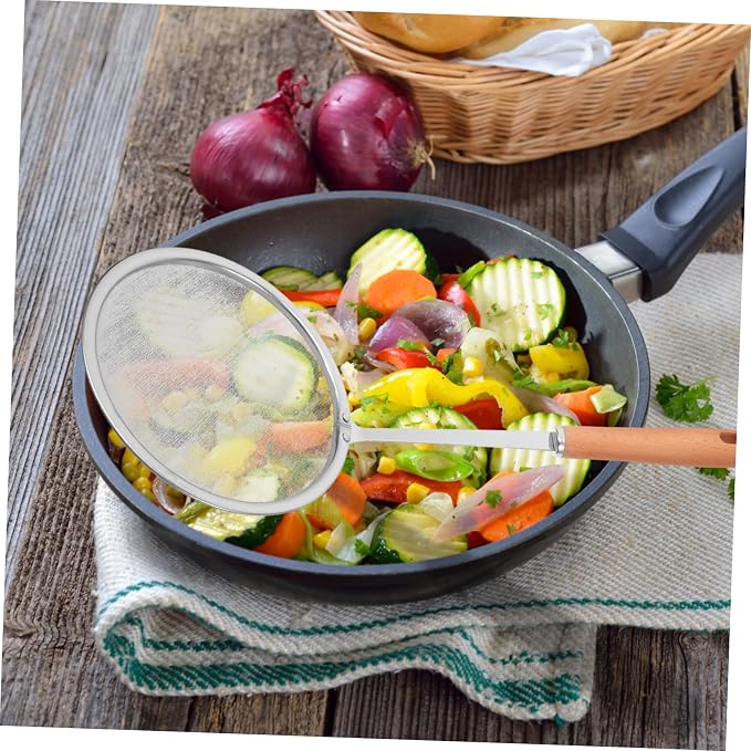 PRETYZOOM Kitchen Colander Ladle Hand Strainer Slotted Spoon Stainless Steel Oil Filter Spoon Cooking Strainer