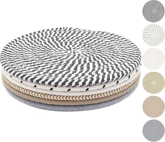 10 Inch Trivets for Hot Dishes, Hot Pots and Pans, Extra Large Thick Heat Resistant Large Coaster for Kitchen, Hot Pads, Kitchen Essentials, Pot Holders for Table & Countertop, 6 Pcs