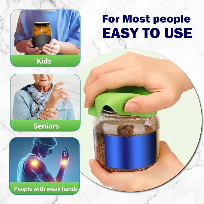4 Pack Rubber Jar Opener Grippers, Jar Opener for Seniors with Arthritis Rubber, Multi-function Silicone Bottle Opener(Blue,Green)