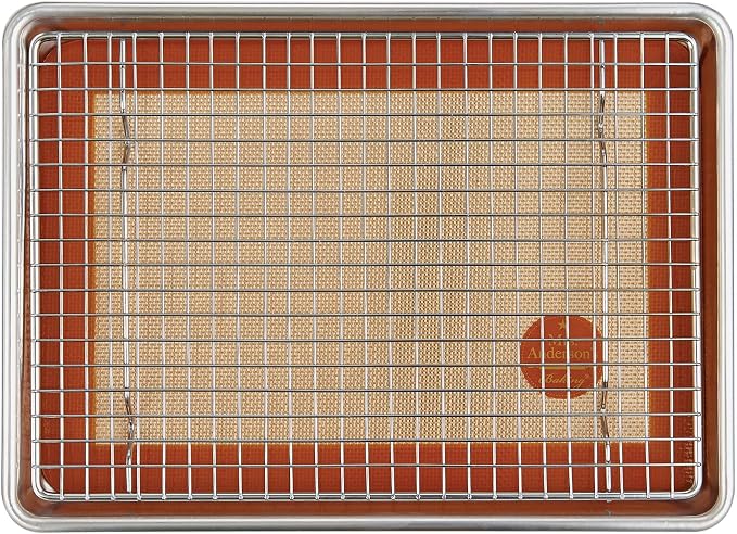 Mrs. Anderson's Baking Professional Cooling Rack, Heavy Duty Steel, Fits Quarter-Size Sheet Pans, 12 x 8.5 x 0.5-Inches