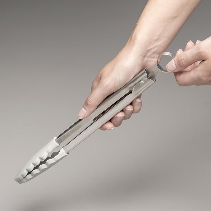 Zeal Silicone Non-Stick Kitchen Tongs with Stainless Steel Handle (26cm) -French Grey, 26 cm