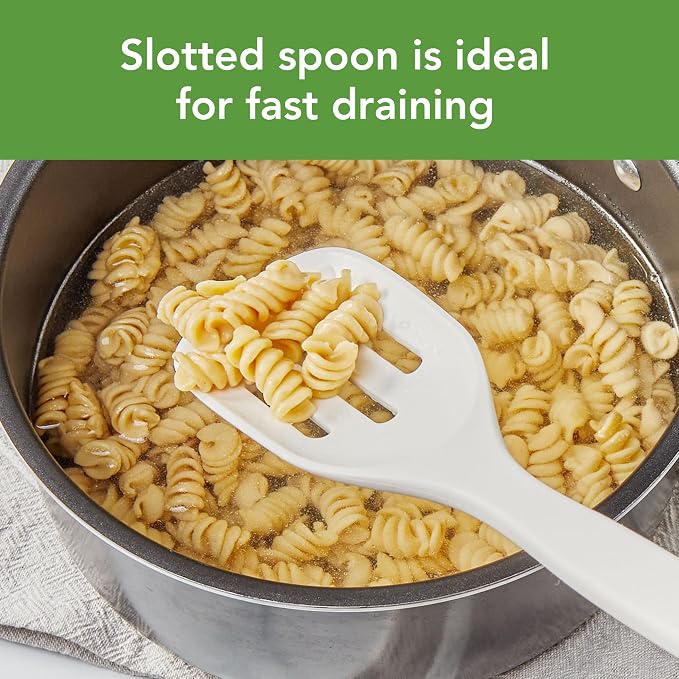 Tovolo Elements Silicone Spoon Set of 2 Mixing and Slotted Spoon Bundle for Non Stick Cooking Mixing Serving, Dishwasher Safe Heat Resistant Slotted Spoon and Mixing Serving Spoon, Buttercream