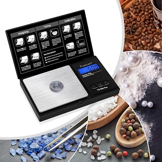 Fuzion Digital Pocket Gram Scale 0.01g x 500g, with 100g Calibration Weight | High Precision, Easy of Use, Tare Function, 6 Modes Ounces Grains, Battery Included, Weighs Jewelry, Coins, Herb, Small Food