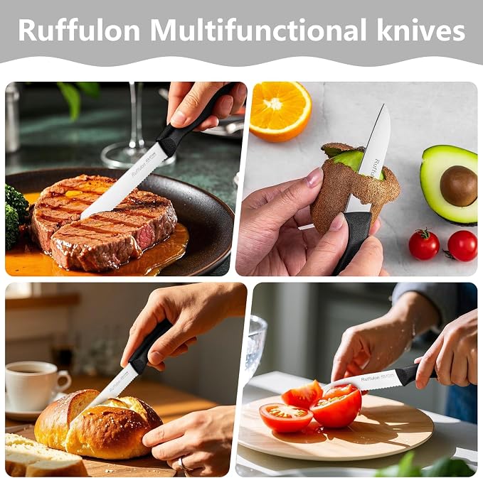 Vegetable and fruit knife set of six,Ultra Sharp Stainless Steel Paring Knife with Ergonomic PP plastic handle, sharp, super sharp kitchen knife set.