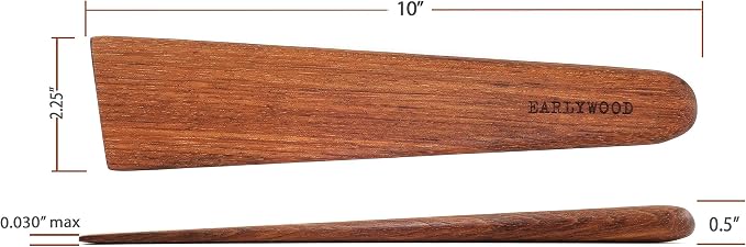 Earlywood 10 inch Handmade Wood Cooking Utensil for Kitchen, Multi-Purpose Scraper and Egg Turner, Cast Iron Scraper and Saute Spatula - Made in USA - Jatoba